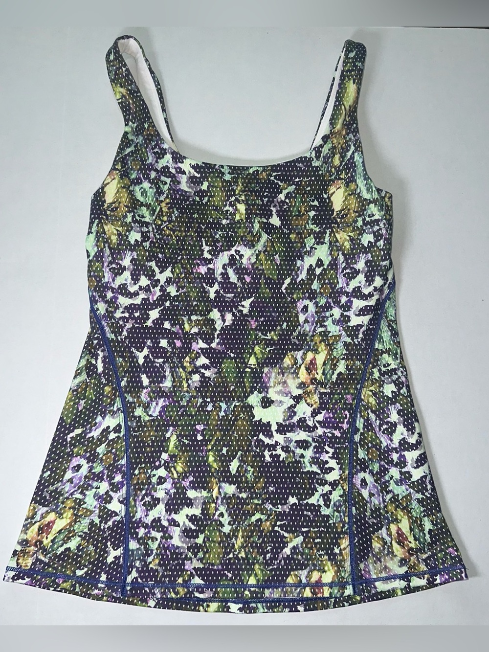 Floral Print Tank Dress in Black and Green